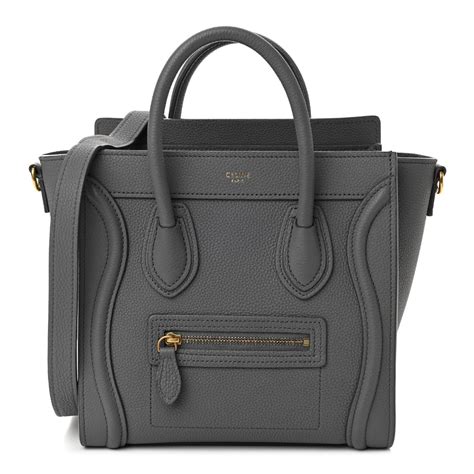 CELINE Baby Drummed Calfskin Nano Luggage Kohl